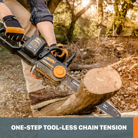 WORX - WG385 40V 16" Cordless Brushless Electric Chainsaw (2 x 4.0 Ah Batteries and 1 x Charger) - Black