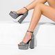 thumbnail image 5 of Sandalias de Tacón para Mujer DREAM PAIRS Negras con Plataforma y Pedrería 7.5, 5 of 5