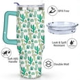 thumbnail image 3 of 40oz Desert Green Cactus Flower Stainless Steel Flip Straw Tumbler Spill Proof Travel Cup Double Wall Vacuum Insulated Coffee Mug with Top Handle, 3 of 6