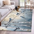thumbnail image 2 of Tree Birds Large Area Rugs for Bedroom Living Room, Soft Non Slip Carpet Bedside Rug, Spring Forest Oil Painting Modern Animal Rectangular Floor Cover Kitchen Accent Rug 4'x6' for Dining Room/Office, 2 of 9