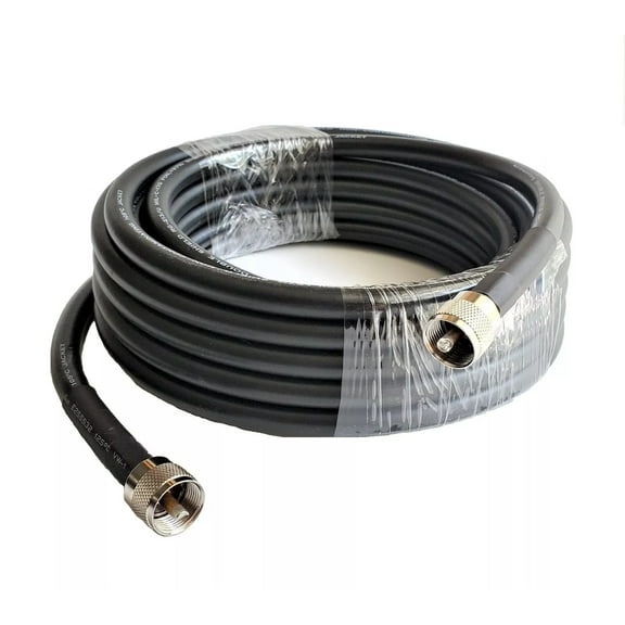 18' ft. Low Loss Double Shield Coaxial Cable, RG213U Type, 50 Ohm, Non-contaminating, With PL259 Type Connectors. 213-18