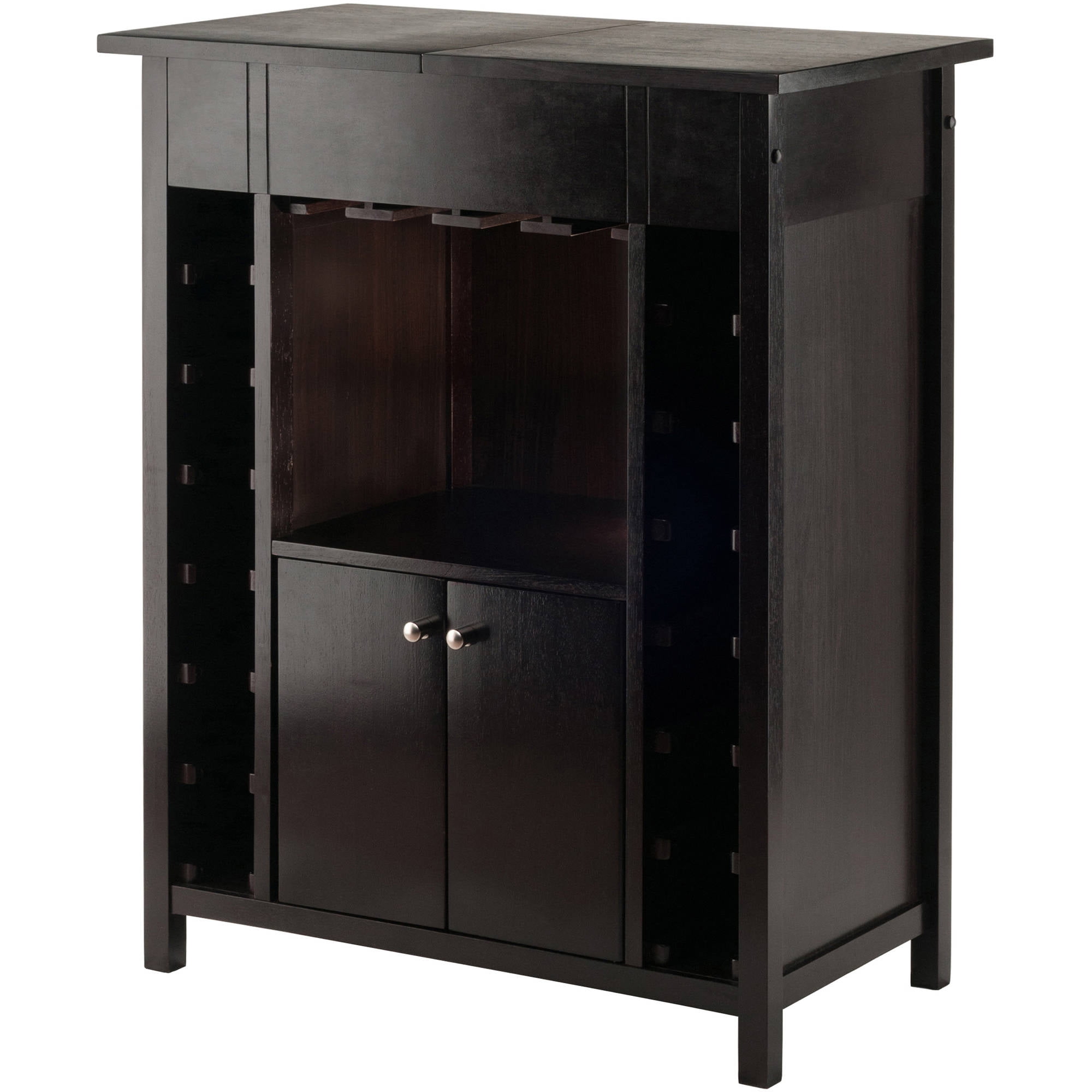 Winsome Wood Yukon Display Wine Cabinet With Expandable Top