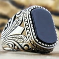 thumbnail image 4 of Hyasfey Men Ring Ancient Pattern Vintage Metal Carving Party Trendy Punk Zircon Ring Wedding Jewelry, 4 of 8