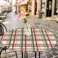 thumbnail image 6 of Green Red Checkered Round Tablecloth for 45-54 Inch Tables,Fitted Table Cover with Elastic Edge,Farmhouse Christmas Winter Striped Waterproof Outdoor Table Cloth Protector for Patio Garden Dinner, 6 of 9
