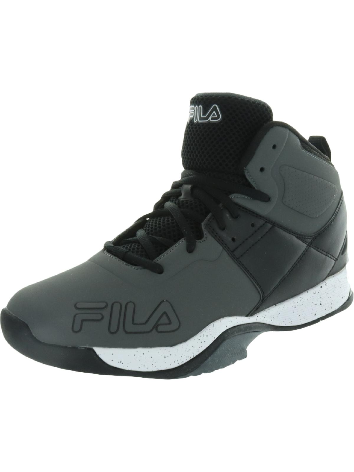 Faux Leather Basketball Shoes Gray 