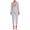 thumbnail image 2 of KelaJuan Christmas Pajamas for Family Cute Elk Print Long Sleeve Striped Tops + Trousers Set Winter Sleepwear, 2 of 6