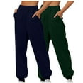 thumbnail image 1 of AherBiu 2PC Womens Sweatpants Wide Leg Baggy High Waisted Joggers Fleece Winter Warm Comfy Pants with Pockets, 1 of 4