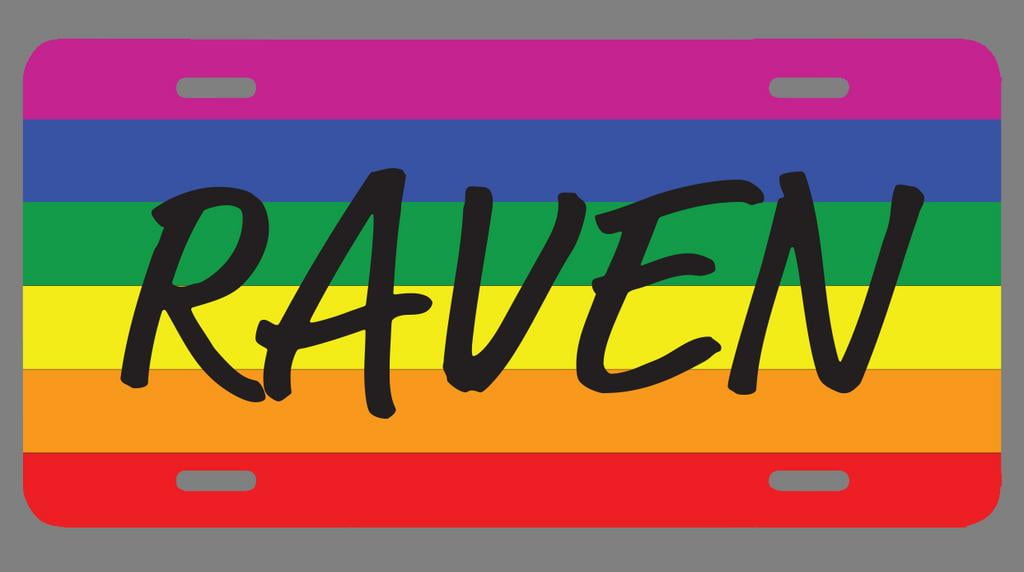 Raven Name Pride Flag Style License Plate Tag Vanity Novelty Metal UV