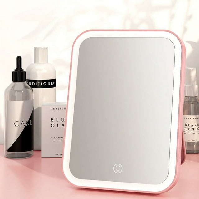 Led Makeup Mirror with Light Fill Light Dormitory Desktop Dressing Mirror Women's Folding Portable Small Mirror