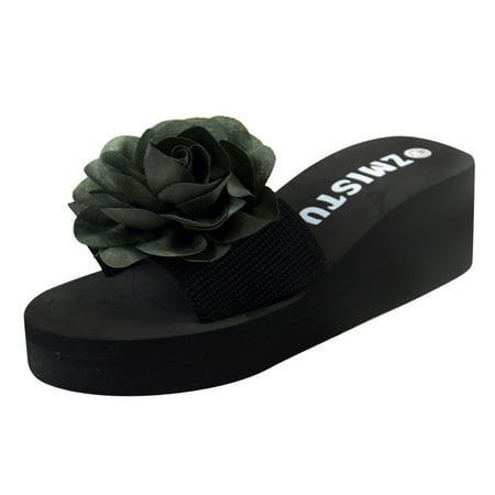 

Women s Ladies Bohemia Flower Home Outdoor Wedges Beach Shoes Sandals Slippers