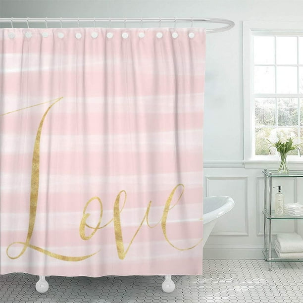 ATABIE Watercolor Girly Blush Pink Stripes Gold Inspirational Glam