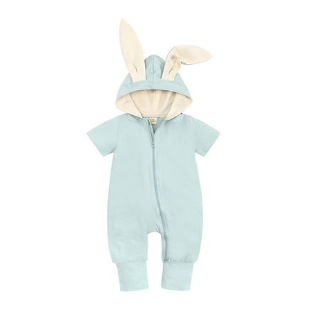 

Toddler Baby Girls Boy Clothes Summer Romper Rabbit Ears Hooded Short-sleeved Jumpsuit Kids Summer Outfits