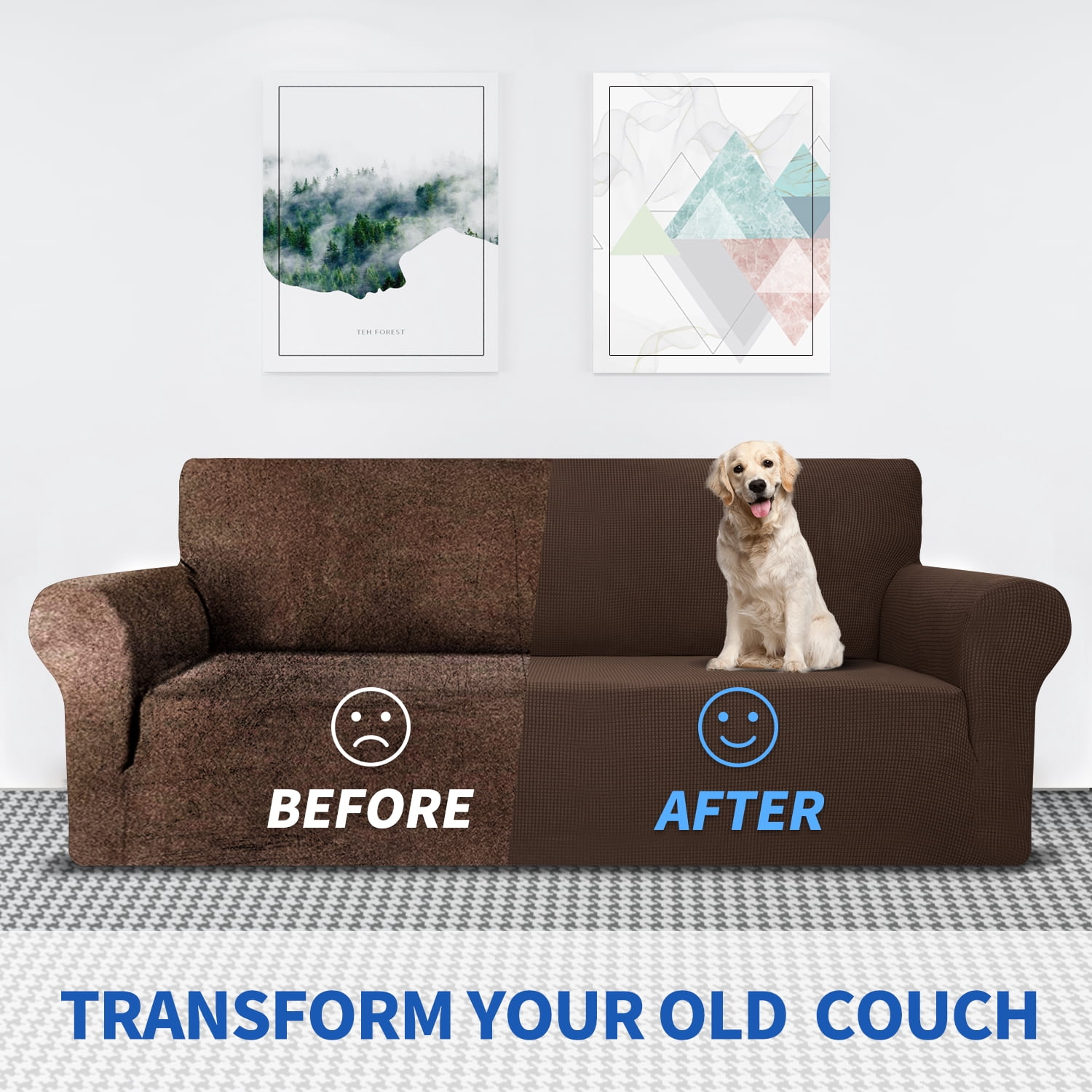 JIATER 1-Piece Armchair Sofa Cover Stretch Couch Cover Washable Sofa Slipcover Non-Slip Furniture Protector,Coffee
