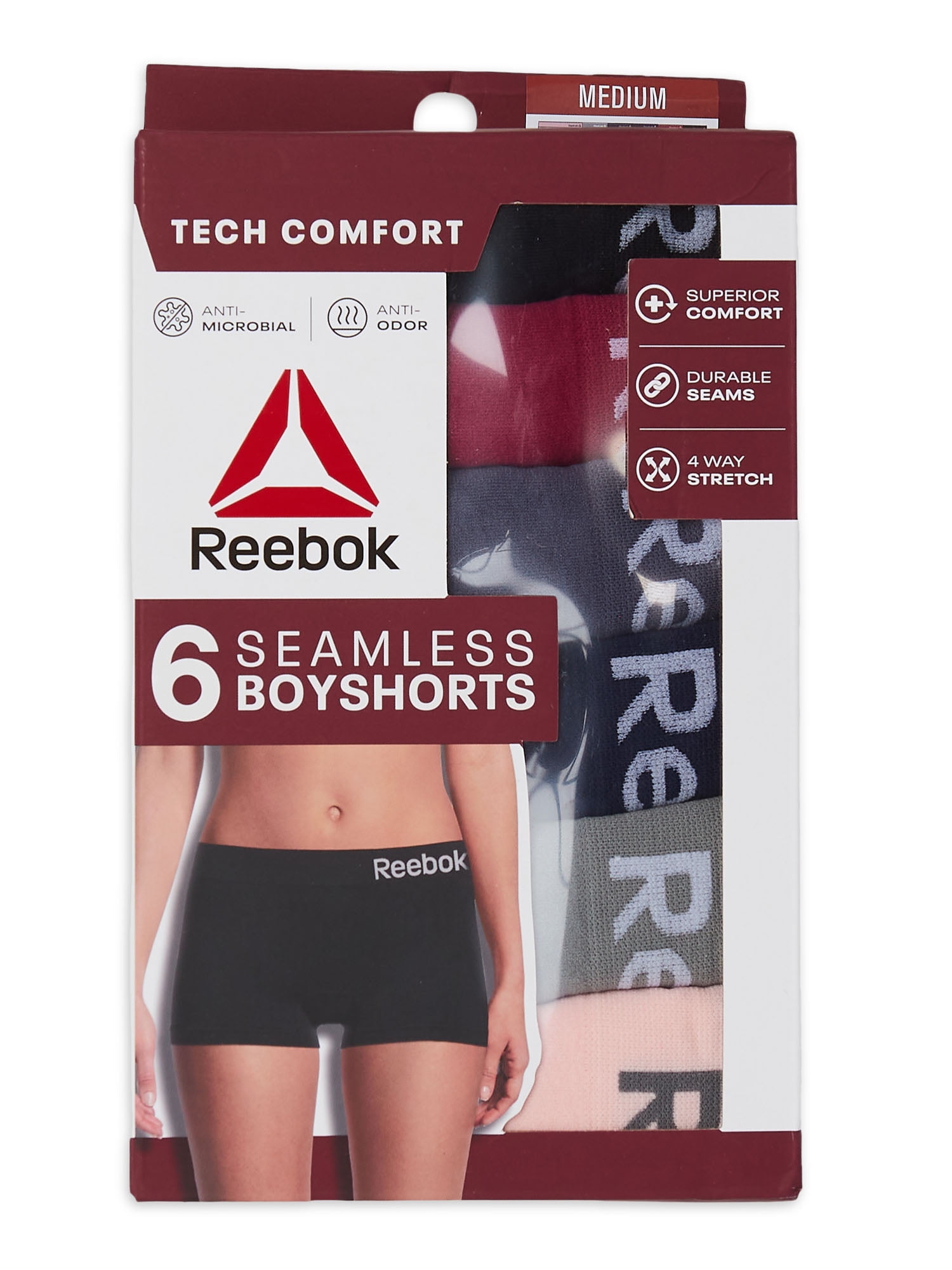 Reebok Women's Slipshorts - Long Leg Seamless Boyshorts (8