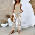 thumbnail image 2 of Hrsba 2 Piece Set Solid Color Sleeveless Top and Pants for Women Casual Summer Outfits Lightweight Soft Fabric Comfortable Daily Vacation Wear, 2 of 5