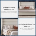 thumbnail image 5 of Novogratz Louis Upholstered Bed Frame with High Tufted Headboard, King, Textured Ivory Canvas, 5 of 25