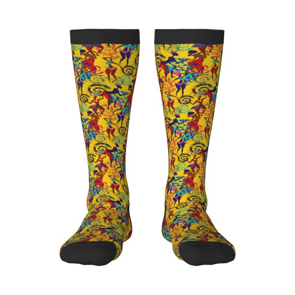 Fotbe Dancing African Women Calcetas Divertidas Estampadas para Hombre y Mujer, Calcetas de Algodón hasta la Rodilla para Caminar, Correr, Enfermería y Embarazo