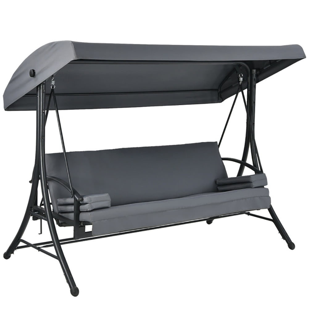 Aimee Lii 3-Seat Patio Outdoor Swing with Adjustable Tilt Canopy, Comfy Outdoor Chair, Gray Aimee Lii 3-Seat Patio Outdoor Swing with Adjustable Tilt Canopy, Comfy Outdoor Chair, Gray