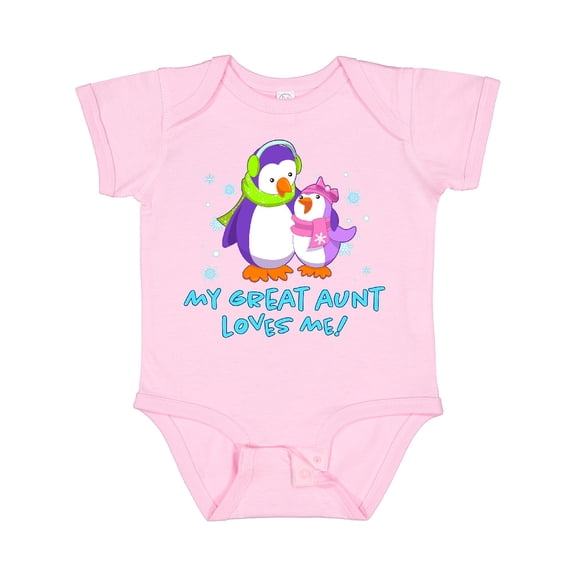 Inktastic My Great Aunt Loves Me Cute Penguins Girls Baby Bodysuit