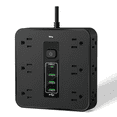 thumbnail image 1 of 1 Regleta Multicontacto Extension Usb, Con 12 Salidas Ca Y 3 Puertos Usb Belug, Negro, 1 of 5