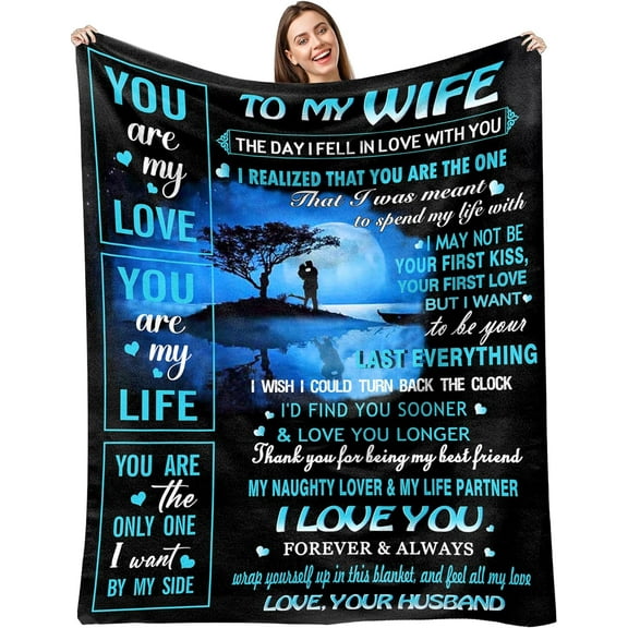 Wife Gifts from Husband,Gifts for Wife Blanket 60"X50",Wife Birthday Gift Ideas,Anniversary Wedding Gifts for Wife Her,Christmas Valentines Gifts for Wife Romantic,to My Wife Blanket from Husband
