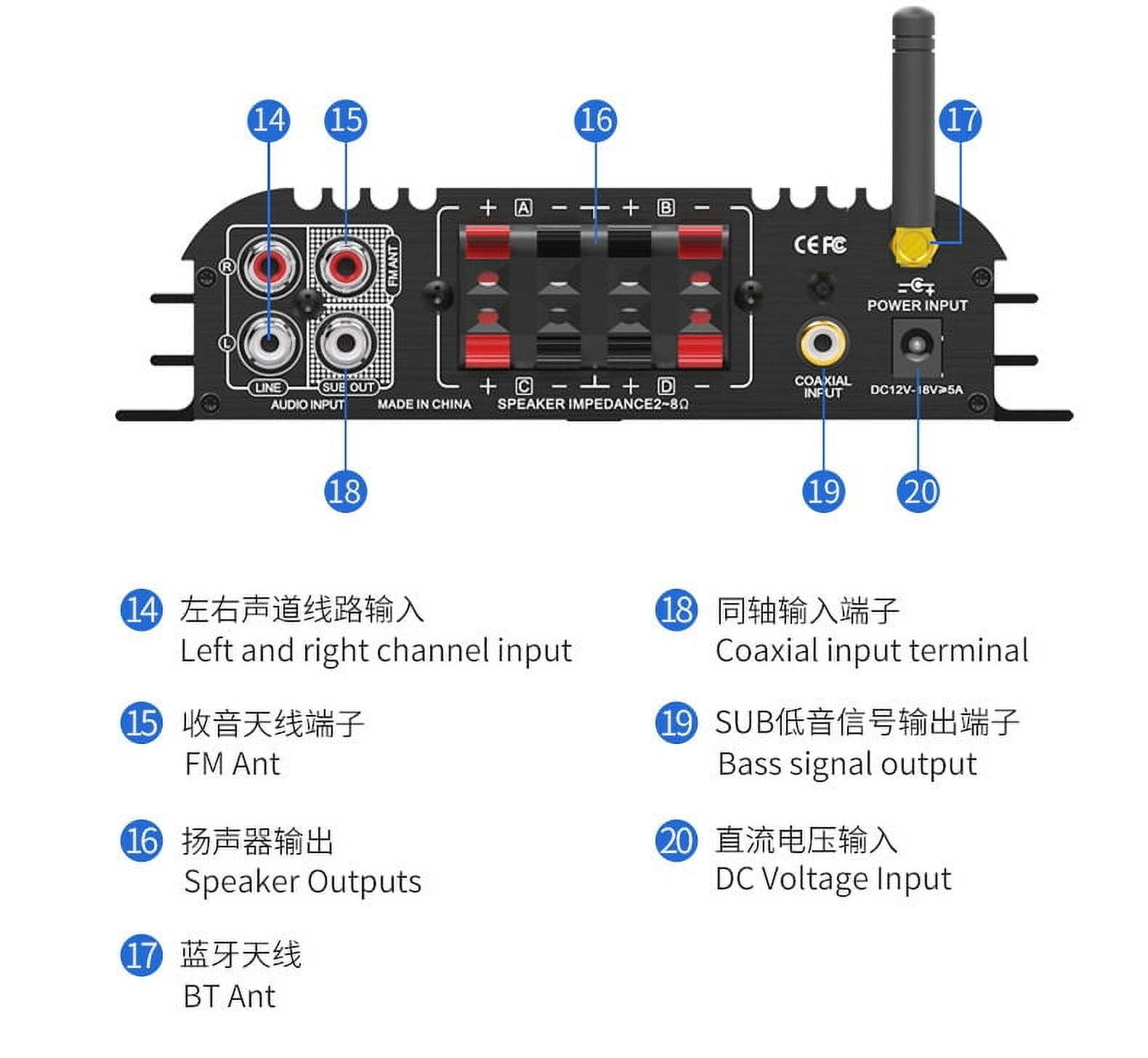 4*400W 4.1 Mini Hi-Fi Digital Bluetooth Wireless Power Amplifier Car Home Stereo Speakers Bass Amplifier ,Wide Application