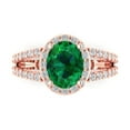 thumbnail image 2 of 2.78ct oval cut green emerald 14k rose gold halo Bridal Wedding Engagement Promise Anniversary Ring for Women size 4, 2 of 7