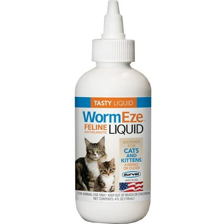 Durvet WormEze Feline Anthelmintic Cat & Kitten Liquid, 4 (Best Cat Dewormer For Tapeworms)