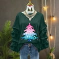 thumbnail image 4 of Yteetum Sweatshirt for Women Oversized Crewneck Christmas Pleated Ruffle Trim Pullover Hoodless Sweatshirts Tops Womens Casual Christmas Graphic Print Round Neck Loose Lantern Sleeve Xmas Sweatshirts, 4 of 5