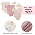 thumbnail image 6 of Disney Clothes Baby Girls 3-Pack Bodysuit Set with Hat and Mittens – Soft Cotton Infant Outfits Winnie the Pooh Cream / Pink 3/6M, 6 of 11
