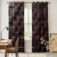 thumbnail image 5 of Kitchen Curtains 84 Inch Length 2 Panels, Red Black Cubes Grommets Window Treatment Curtain, Modern Geometric Abstract Art Thermal Curtains Drapes for Living Room/Bathroom, 5 of 9