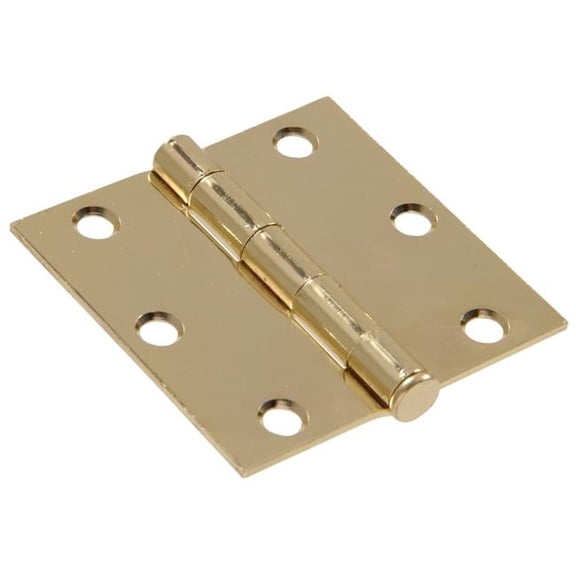 Carded - Square Corners Full Mortise Hinge, Brass Plated - 3 in.