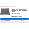 thumbnail image 2 of Cabin Air Filter - Carbon Activated - Compatible with 2010 - 2020 Toyota 4Runner 2011 2012 2013 2014 2015 2016 2017 2018 2019, 2 of 2