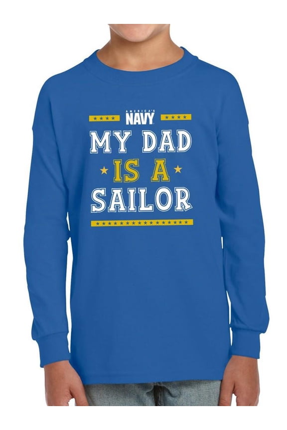 My Dad Is A Sailor Long Sleeve Toddler -Navy Designs, 3 Toddler