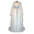thumbnail image 3 of Enjoytime Maxi Dresses for Women 2025 Solid Color Round Neck Long Sleeve Gothic Dress with Bandage Elegant Renaissance Dress Halloween Costumes White L, 3 of 4