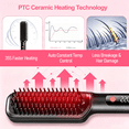 thumbnail image 2 of Hair Straightener Brush, Anti-Scald Ceramic Straightening Brush with 4 Temp & 35s Fast Heating, Anti-Tangle Hot Comb for Woman, Negatice Ion, Black, 2 of 8