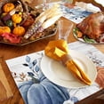 thumbnail image 3 of Fall Placemats Blue Pumpkin Place Mats for Dining Room Dinner Table Leaves Floral Wood Grain Washable Table Mats Thanksgiving Kitchen Decorations Set of 6, 3 of 6