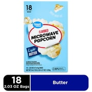 Great Value Light Butter Flavored Microwave Popcorn, 2.03 oz, 18 Count
