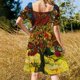 thumbnail image 5 of Vestido de noche de manga corta con estampado de morera, vestidos elegantes, 5 of 7
