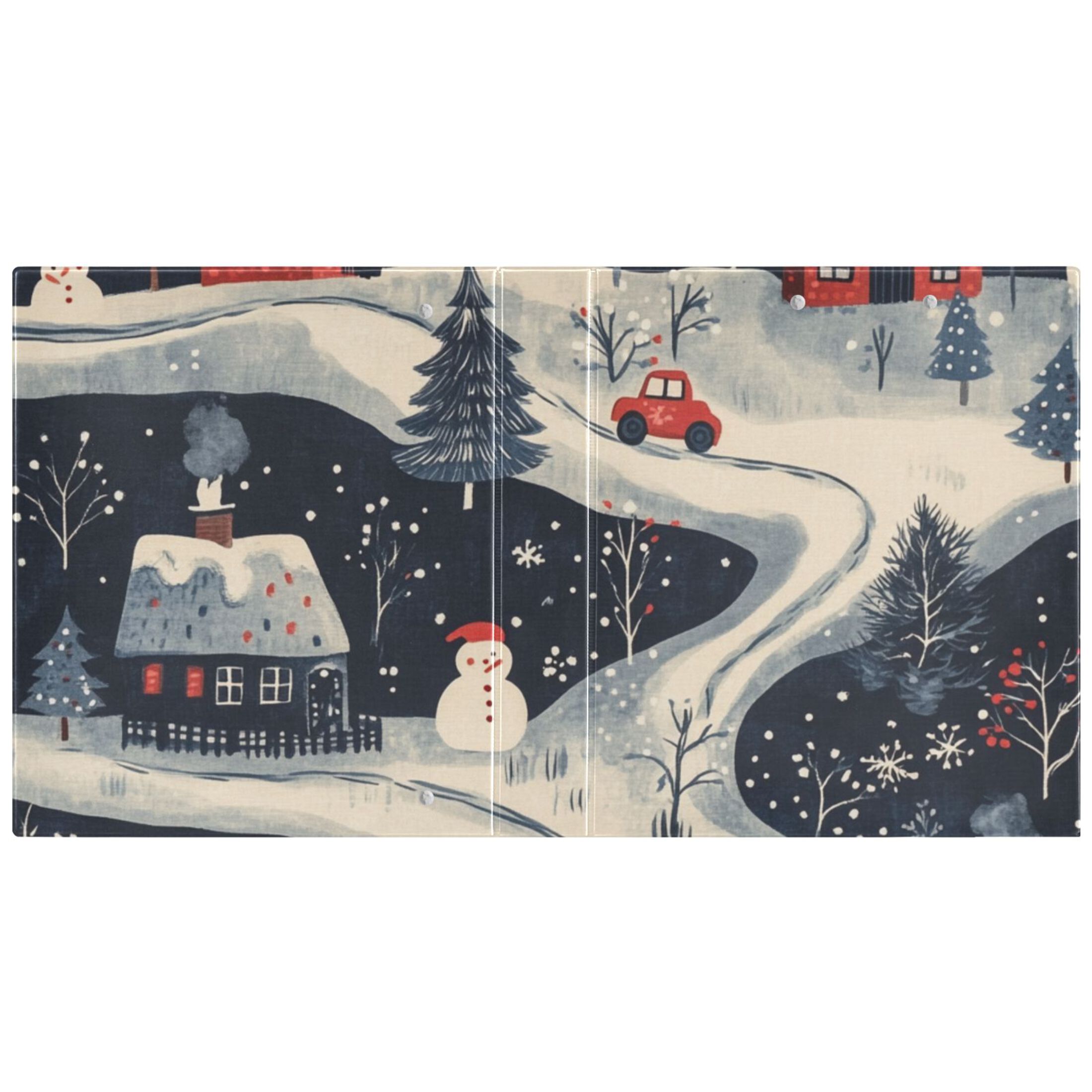 Houses Snow Trees 3 Ring Binders 1.5 inch Hardcover File Folders with Interior Pockets A4 Size Organizer for School Office Hospital