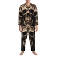 thumbnail image 3 of Fotbe Metal Style Horned Skull Pattern Long Sleeve Pajama Set for Men,Sleepwear Set,2-piece Loungewear Set,Soft PJs Comfy Nightwear with Pockets-Medium, 3 of 7