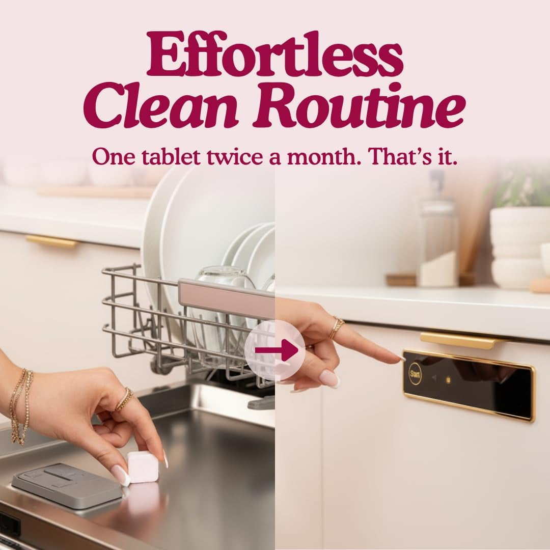 Dishwasher Cleaner And Deodorizer Tablets - 6 Months Supply Unscented Cleaning Deep Removes Limescale and Odors Eco-friendly Dish Washer Machine Septic Safe
