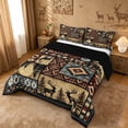 thumbnail image 2 of meiyoeat Southwestern Bear Deer Queen Comforter Set,Bohemian Exotic Style Aztec Geometric Comforter Sets Queen For Boys Kids,Black Reversible,3-Piece, 2 of 7