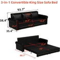 thumbnail image 2 of Tabaray 93.7" King Pull Out Sofa Bed, Faux Leather Sleeper Sofa Couch, 3 in 1 Convertible Futon Couches for Living Room, Small Space, Apartment, Office, Bedroom, Modern Rivet Armrest, Dark Brown, 2 of 17