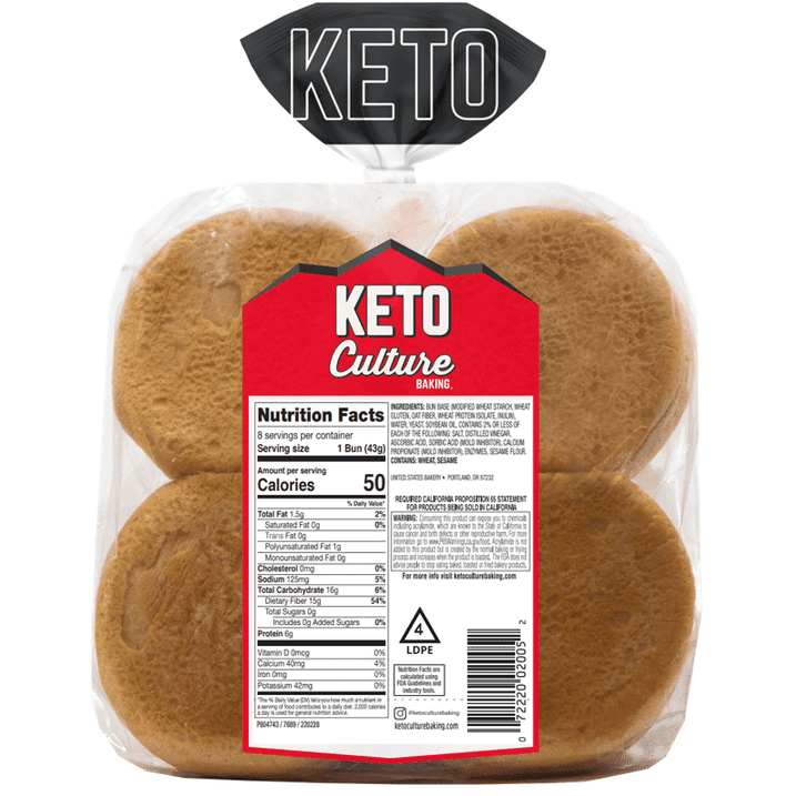 Keto Culture Hamburger Buns, 12 oz, 8 Count