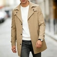 thumbnail image 2 of Mens Trench Coat Loose Fit Single Breasted Casual Mid Long Jacket Streetwear Lightweight Notched Lapel Spring Fall Windbreaker Overcoat with Big Pocket Size 3XL Khaki, 2 of 8