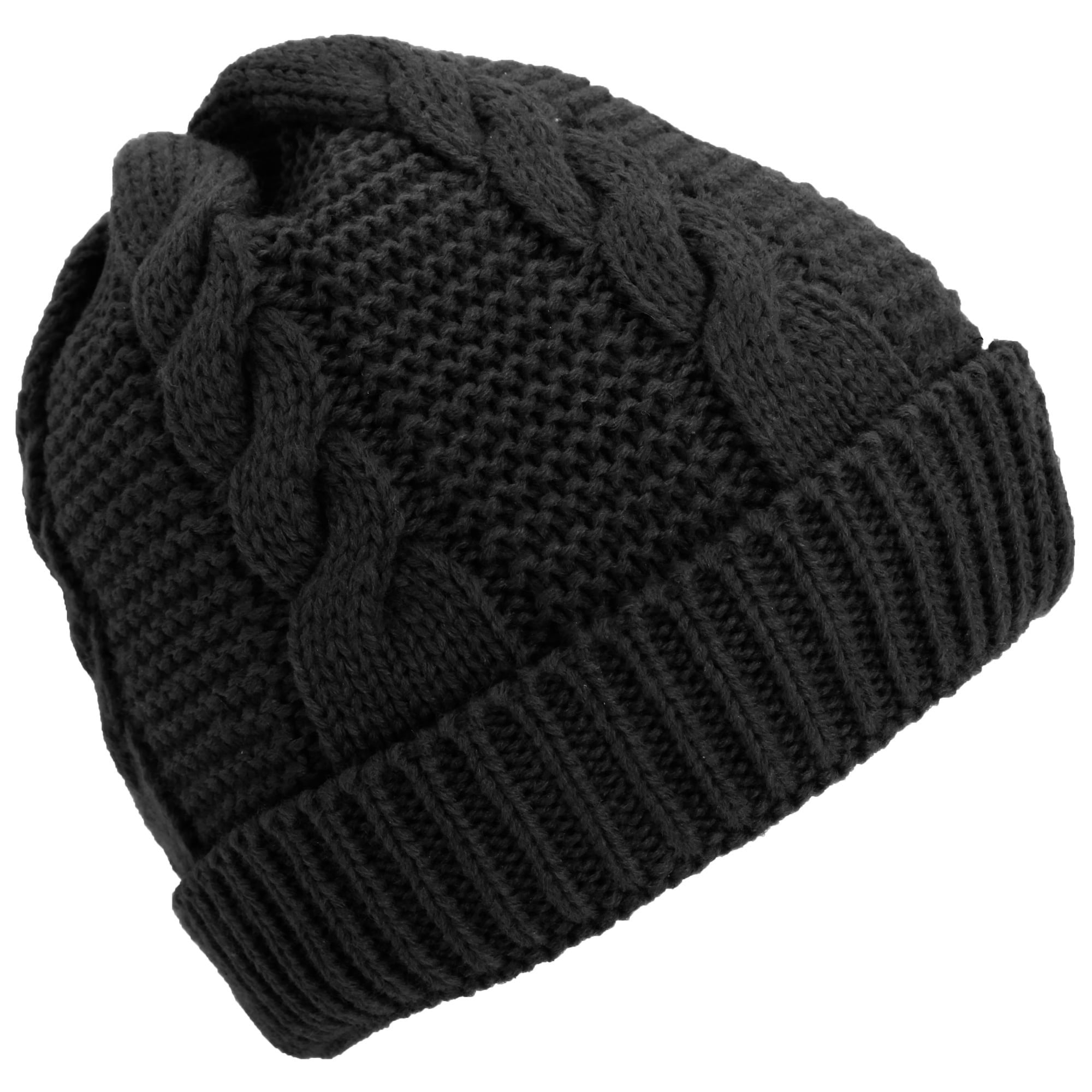 fleece lined cable knit hat