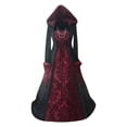thumbnail image 3 of Women's Gothic Ruffle Bell Sleeve Corset Halloween Costume Plus Size Dress Pattern Print Necklace Trim Dress, 3 of 4
