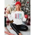 thumbnail image 5 of KimSoong Merry and Bright Sweatshirt Women Merry Christmas Letter Print Long Sleeve Sweater Xmas Crewneck Pullover Casual Blouse Tops, 5 of 9