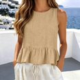 thumbnail image 2 of Women's Ruffle Hem Tank Top, Sleeveless Button Back Summer Vest, Plain Casual Layering Blouse, 2 of 6